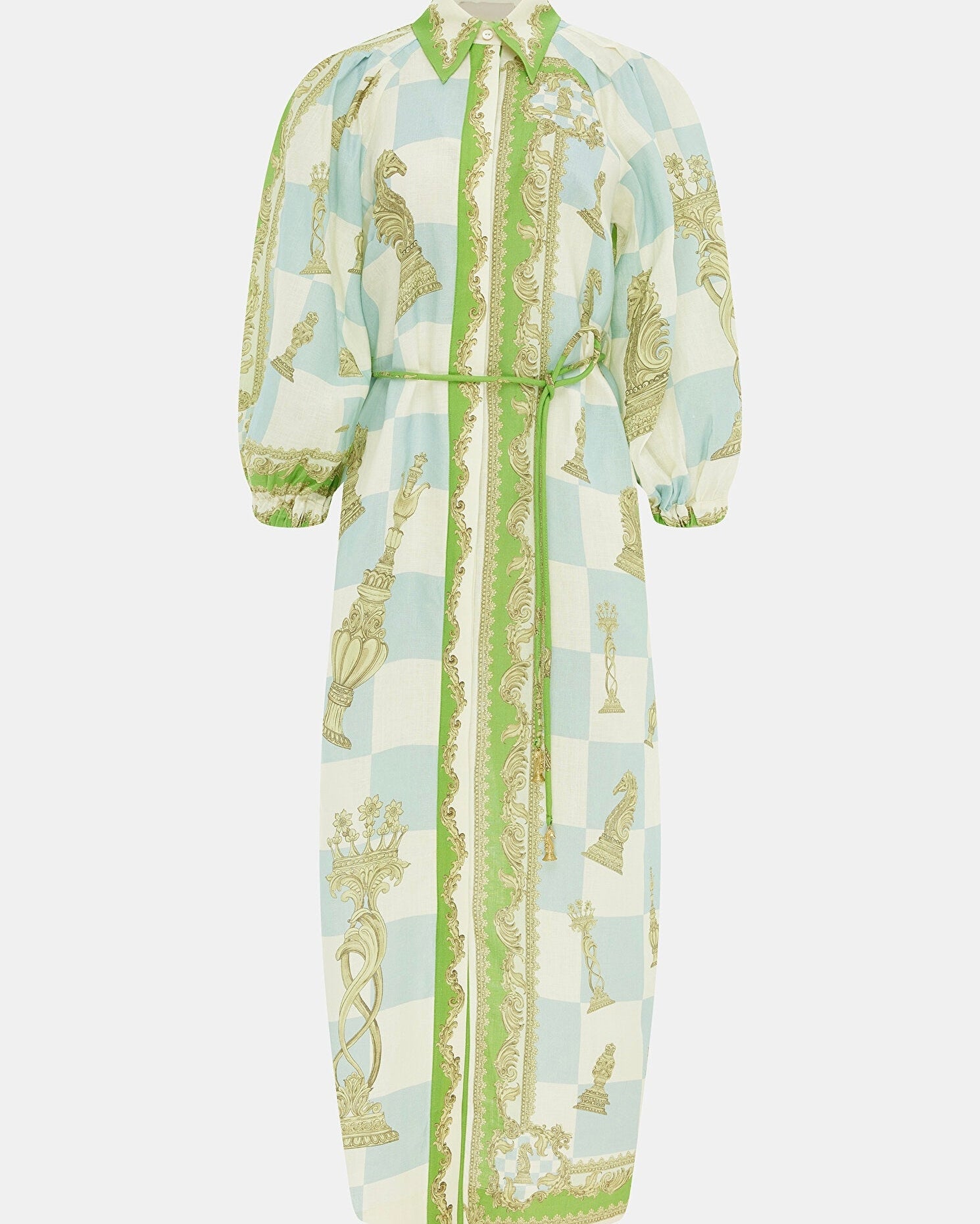 Chessé Satranç Desenli Kuşaklı Elbise