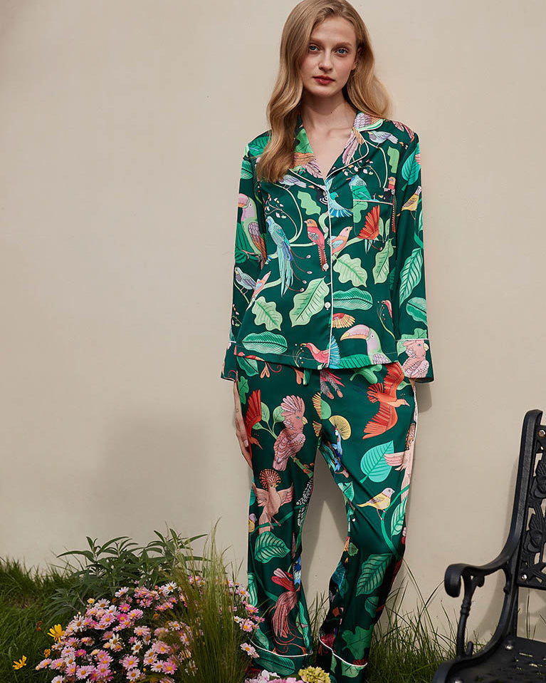 Kaplan ve Maymun Desenli Buz Kol Loungewear Seti