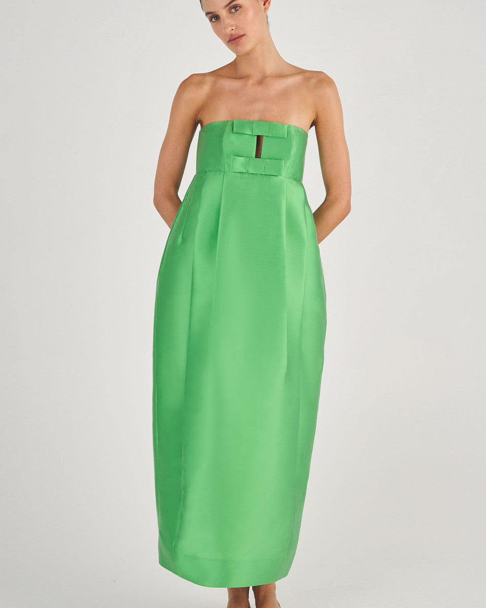 Straplez Papyonlu Lale Maxi Elbise