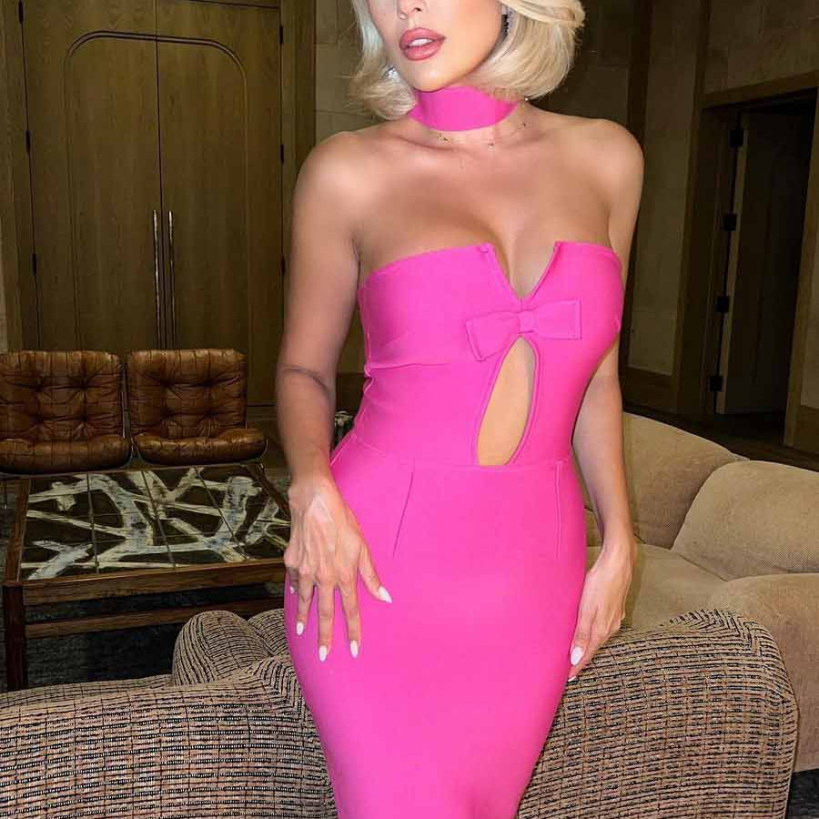 Holly Uzun Elbise - Gül Kırmızısı