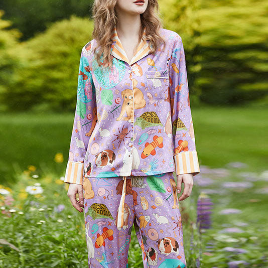 Tüylü Hayvan ve Balık Uzun Pijama Takımı