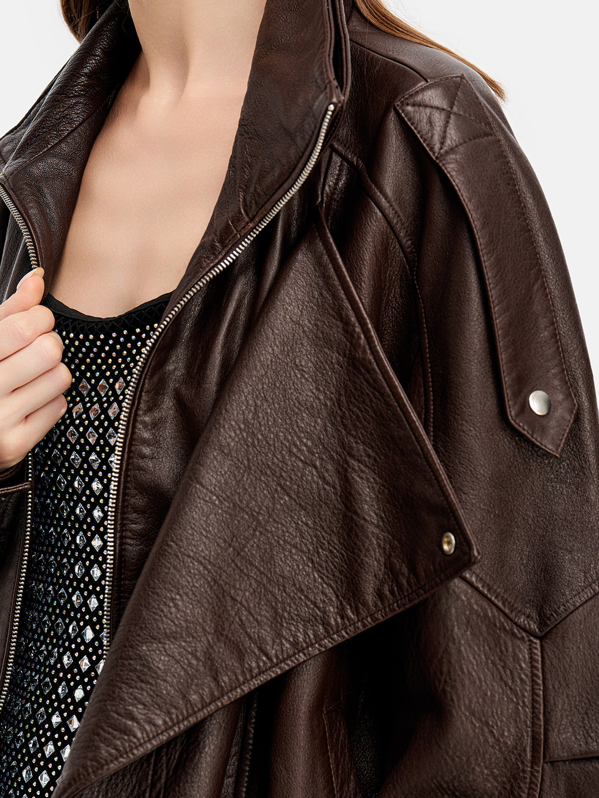 Çift Yaka Hakiki Deri Ceket