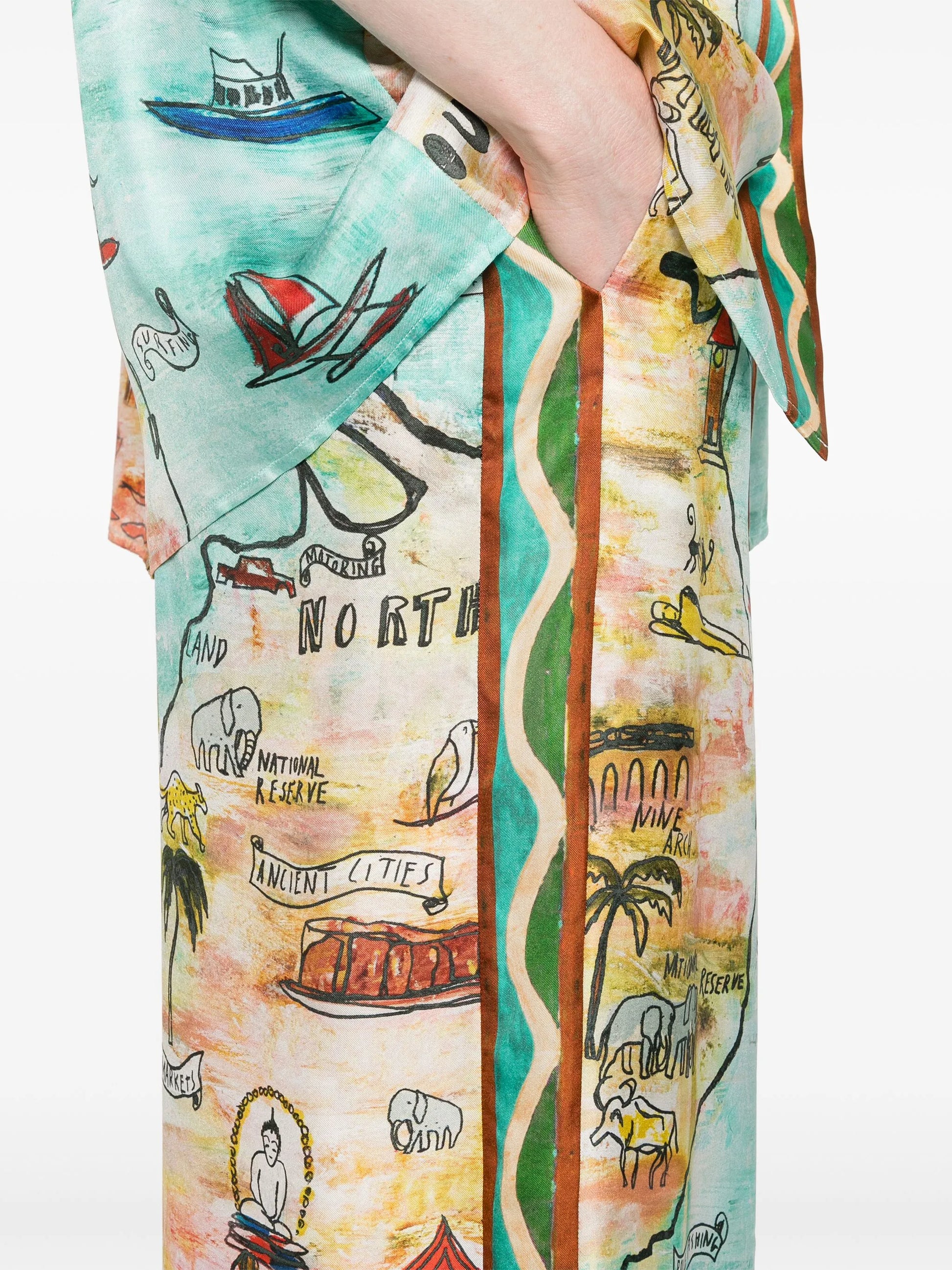 Cartolina Desenli Geniş Paça Pantolon