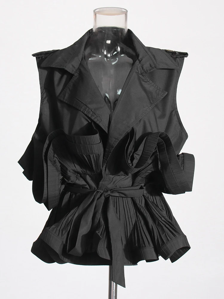 Pileli Volanlı Bağcıklı Ceket