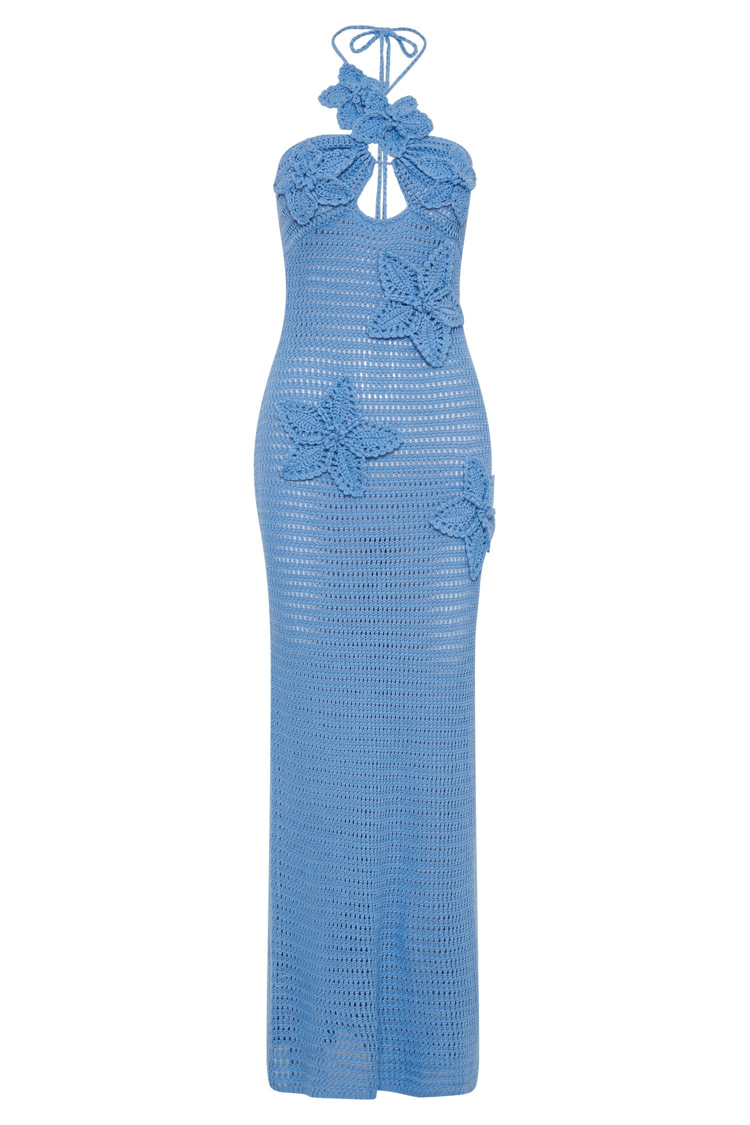 Beverly Çiçek Aplikeli Tığ İşi Uzun Elbise