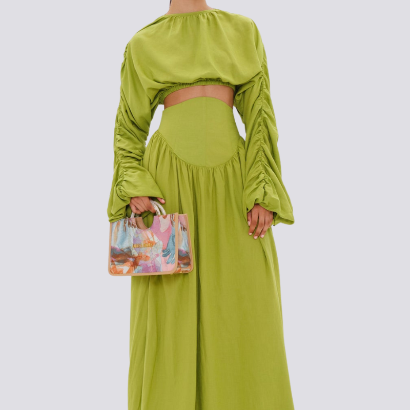 Adalicia Uzun Kollu Kıvrımlı Etek Takımı