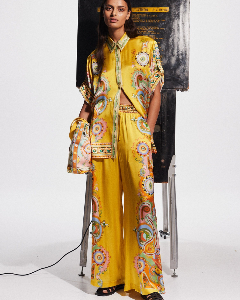 Adrienne Kısa Kollu Paisley Pantolon Takımı