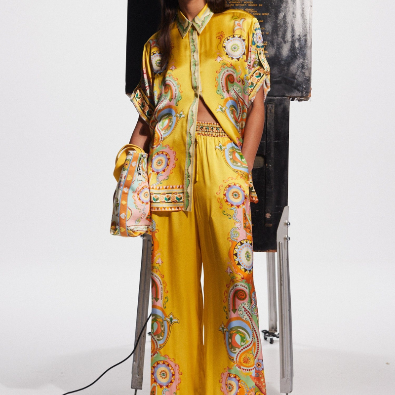 Adrienne Kısa Kollu Paisley Pantolon Takımı