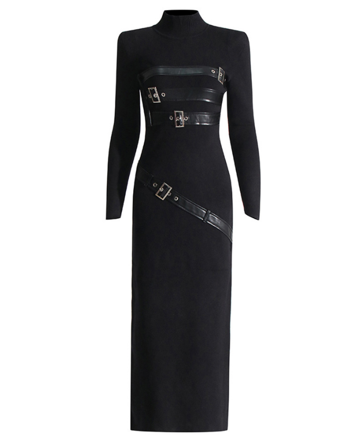 Savana Tokalı Örme Uzun Elbise