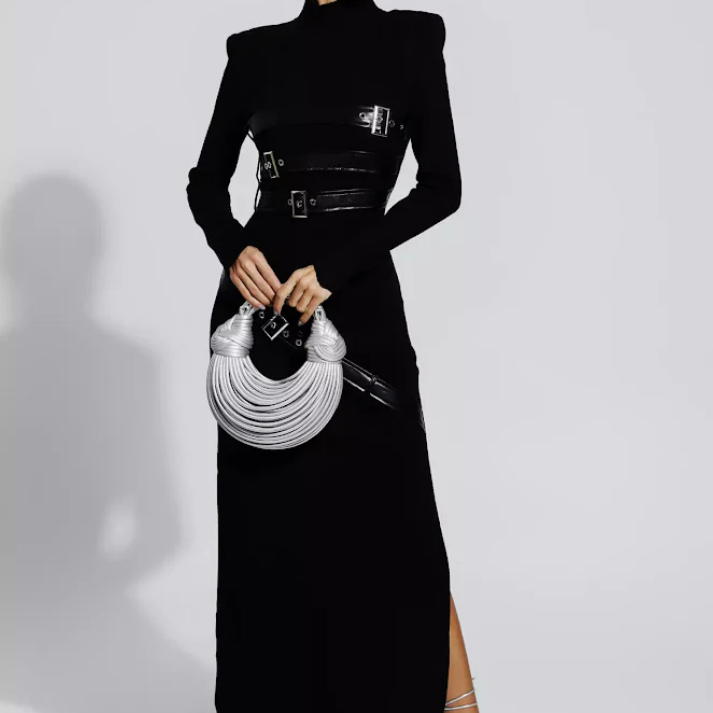 Savana Tokalı Örme Uzun Elbise