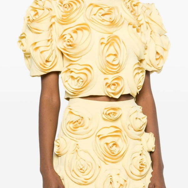 Aelis Puf Omuzlu Çiçekli Etek Takımı