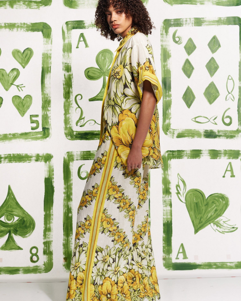 Anastasie Orta Kol Çiçekli Pantolon Takımı