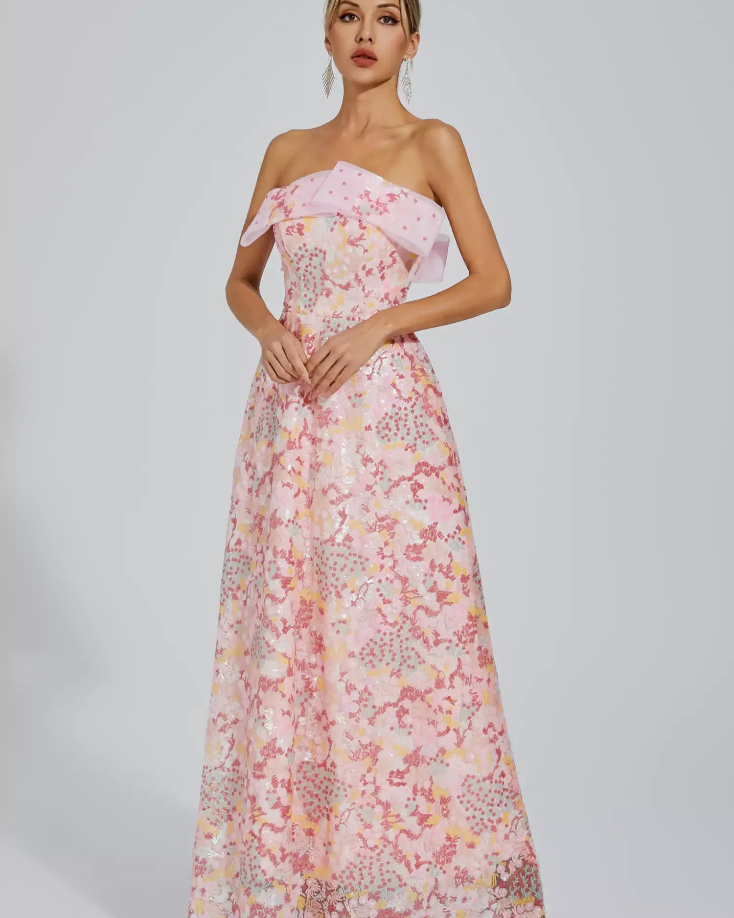 Aspyn Pembe Payet Bodycon Maxi Elbise