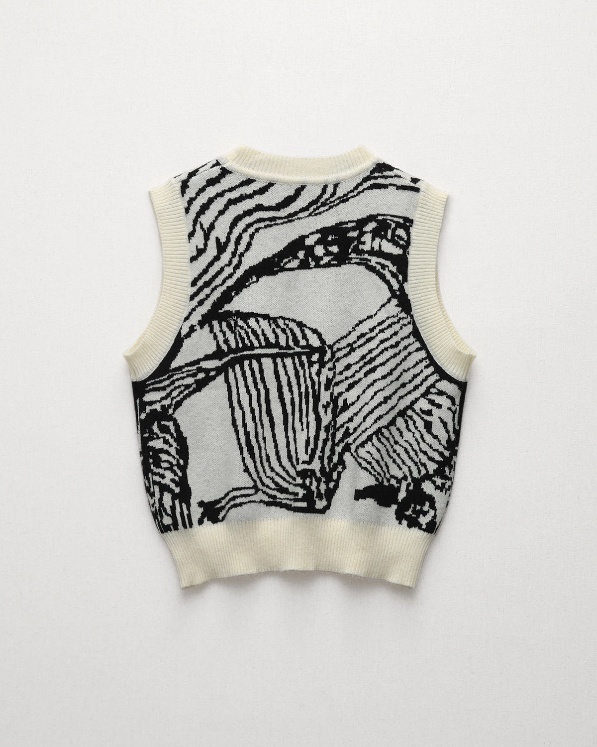 Kontrast Trim Çiçekli Kazak Yelek