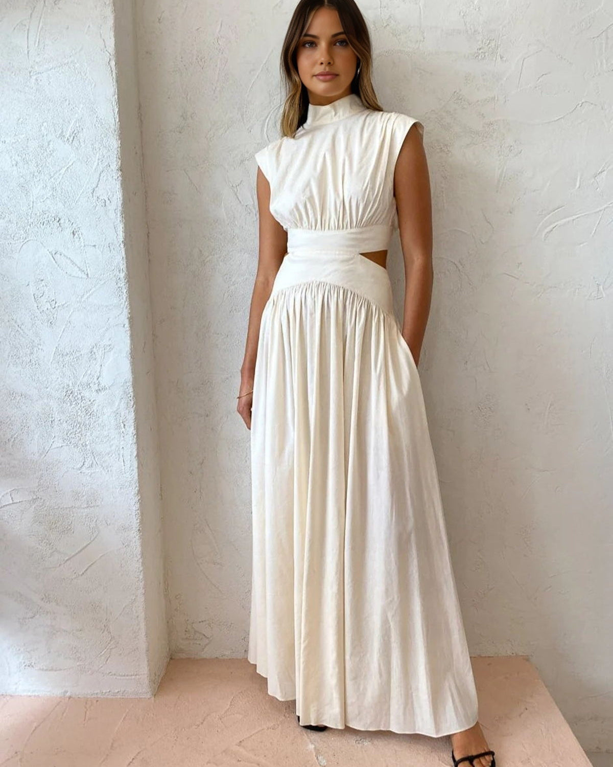 Sahte Yaka Kesim Uzun Elbise