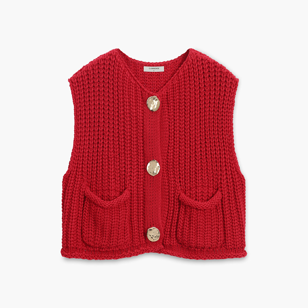 Tığ İşi Düğmeli Ön Kazak Yelek