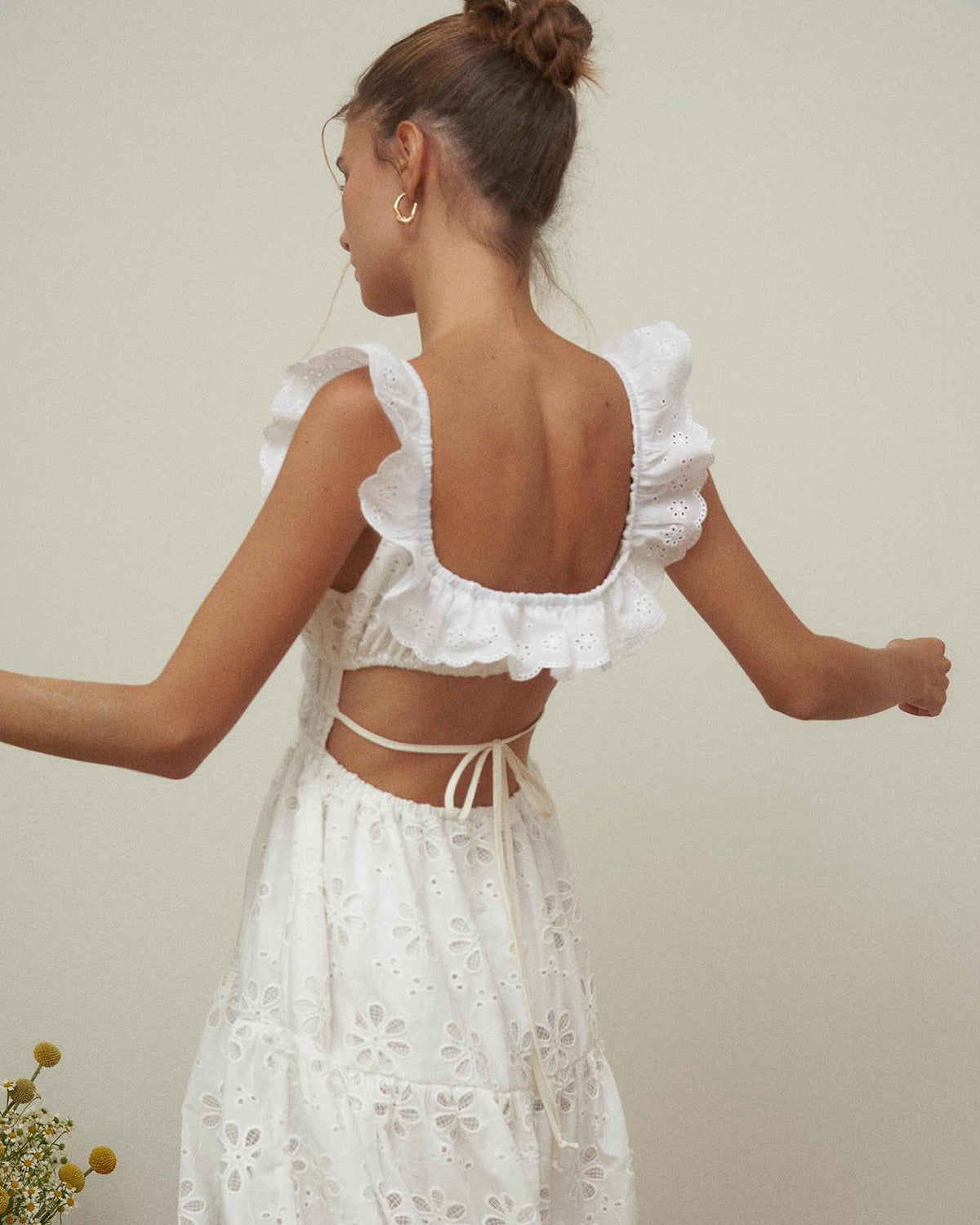 Sundrenched Pamuk Kuşgözü İşlemeli Uzun Elbise