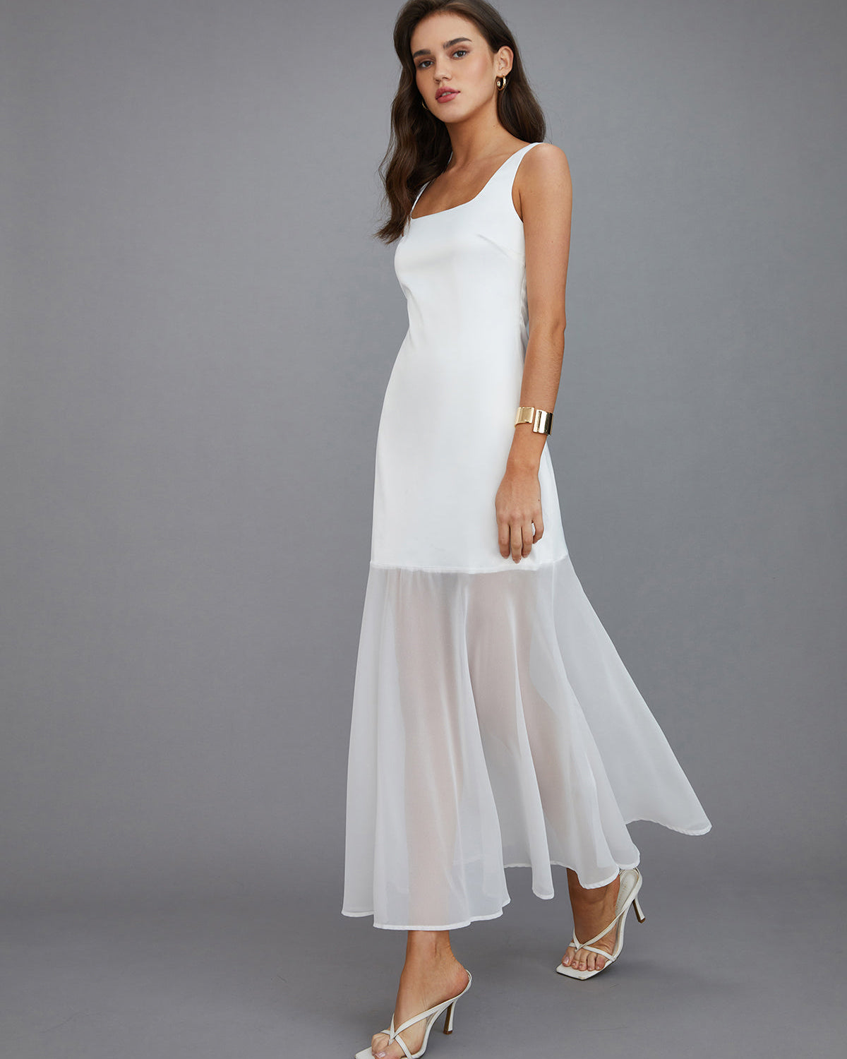 Şeffaf Üst Katman Uzun Elbise