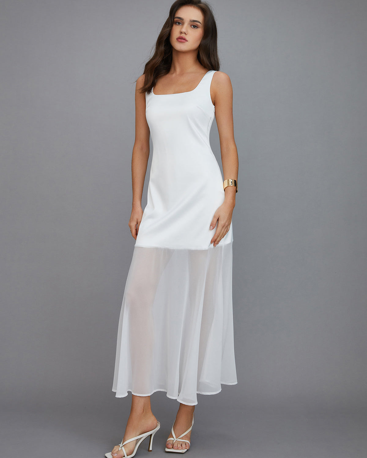 Şeffaf Üst Katman Uzun Elbise