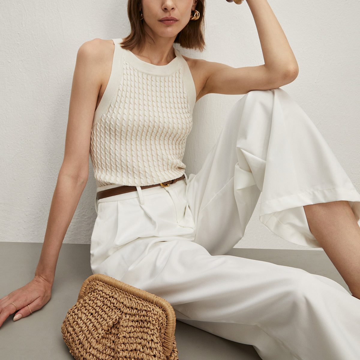 Düz Yuvarlak Yaka Kazak Yelek