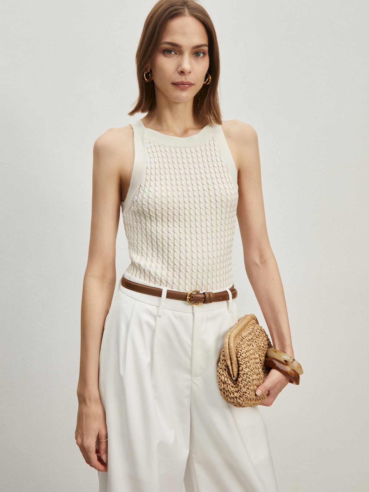 Düz Yuvarlak Yaka Kazak Yelek