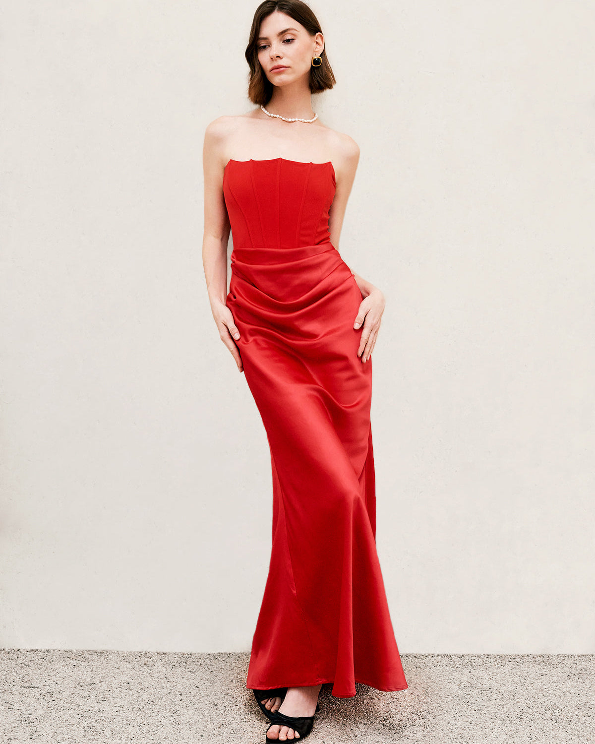 Plise Fermuarlı Tüp Uzun Elbise