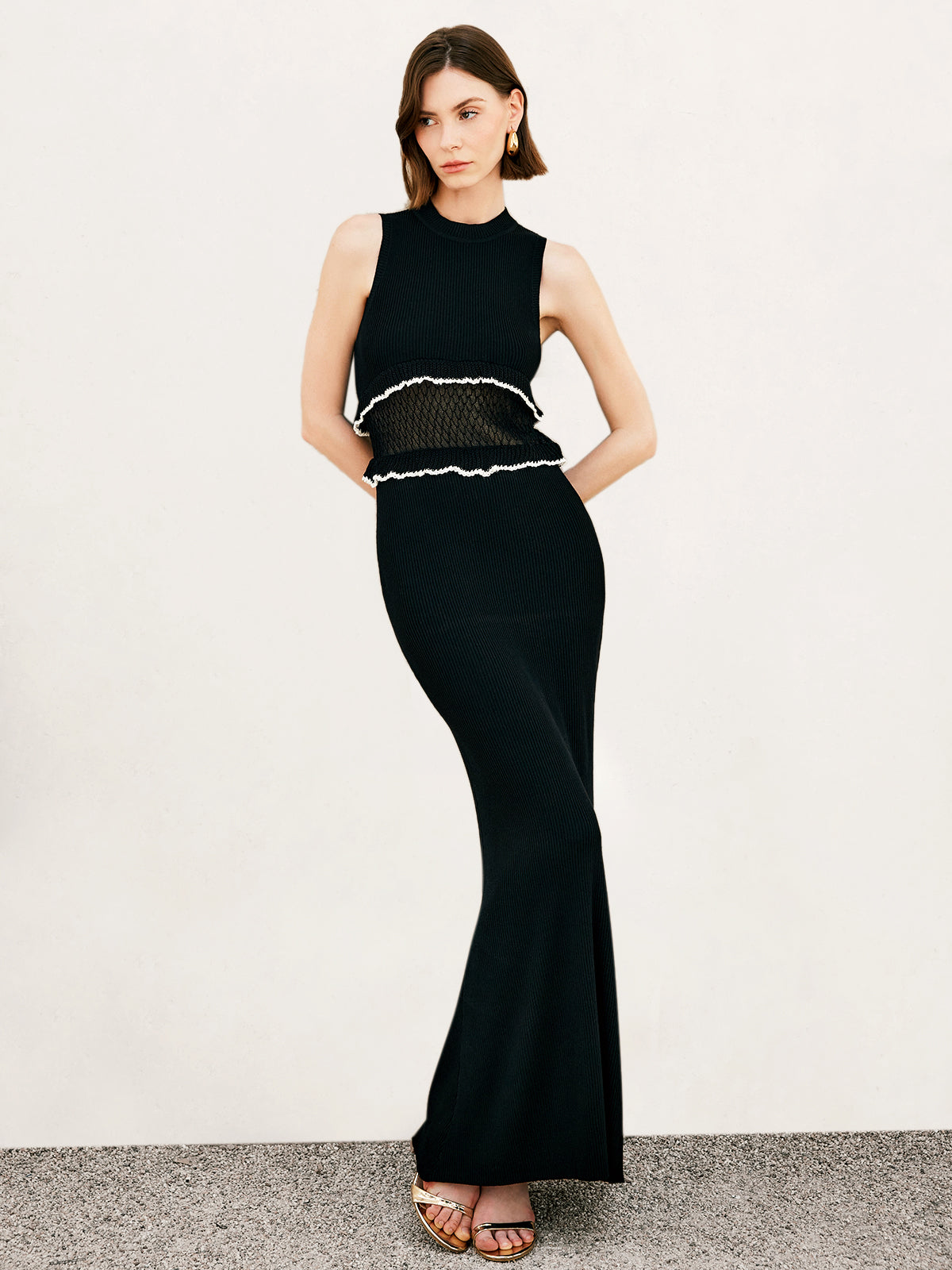 Şeffaf Ham Hem Kolsuz Kazak Elbise