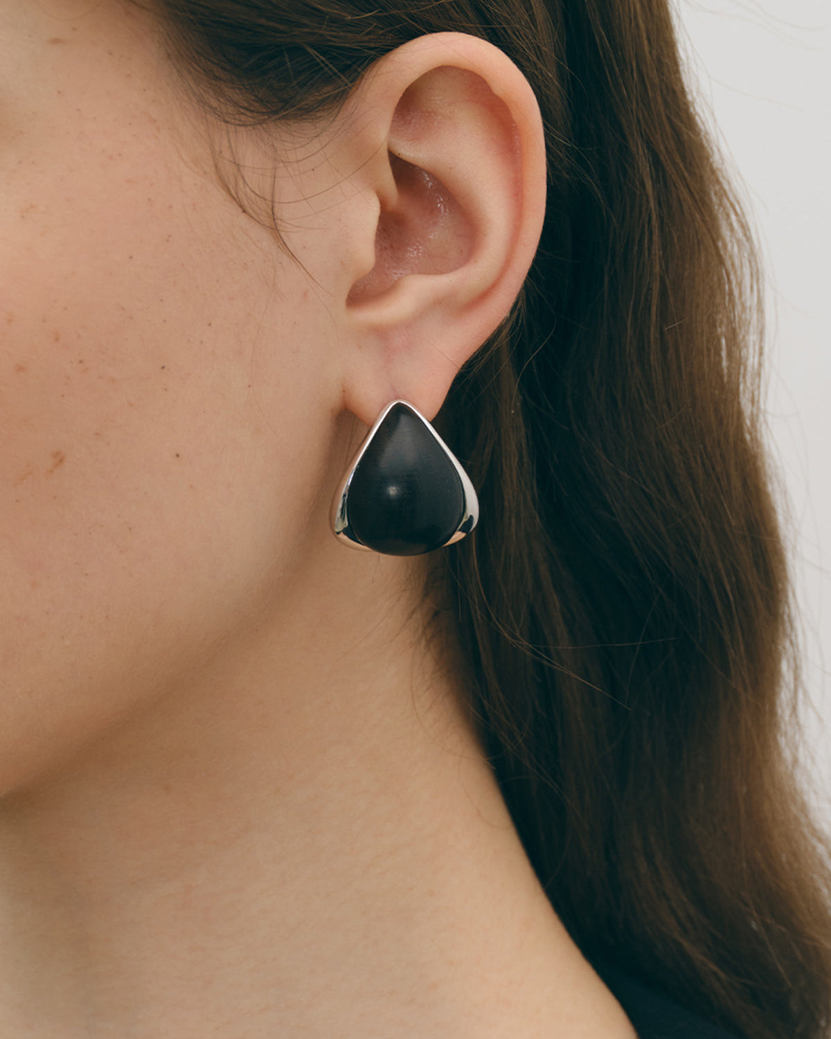 Lüks Siyah Gümüş Küpe