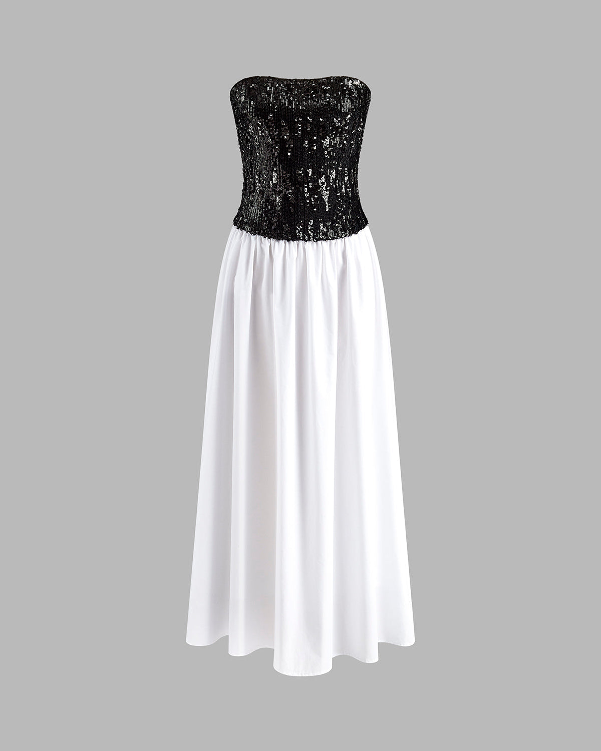 Pliseli Payetler Tüp Uzun Elbise