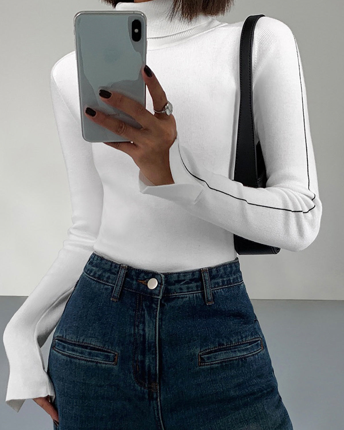 Kontrast Boru Yakalı Kazak