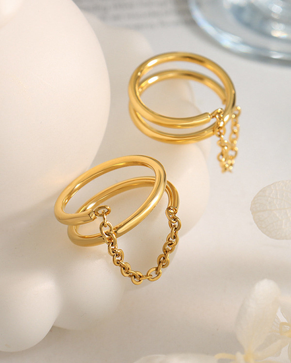 Çift Katlı Zincir Dekor Yüzük