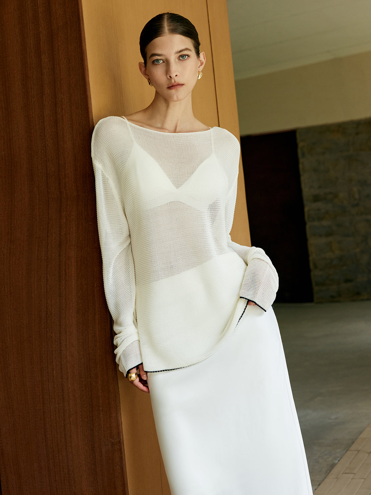 Büyük Boy Kontrast Kesim Sim-Sheer Kazak