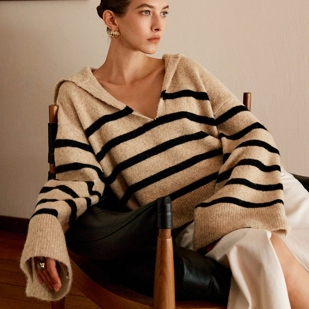 Büyük Boy Çizgili Kazak