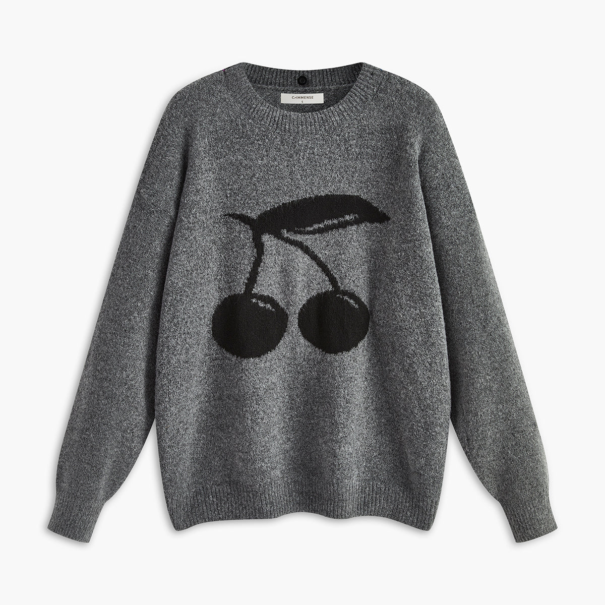 Pamuk Karışımlı Kiraz Baskılı Kazak