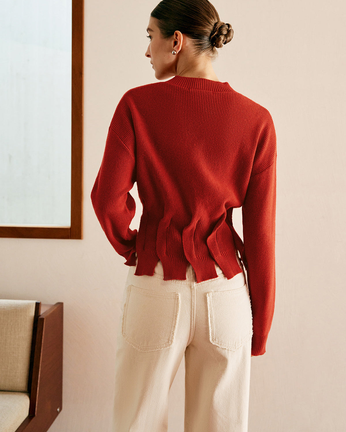 Yün Karışımlı Pliseli Tasarım Kazak