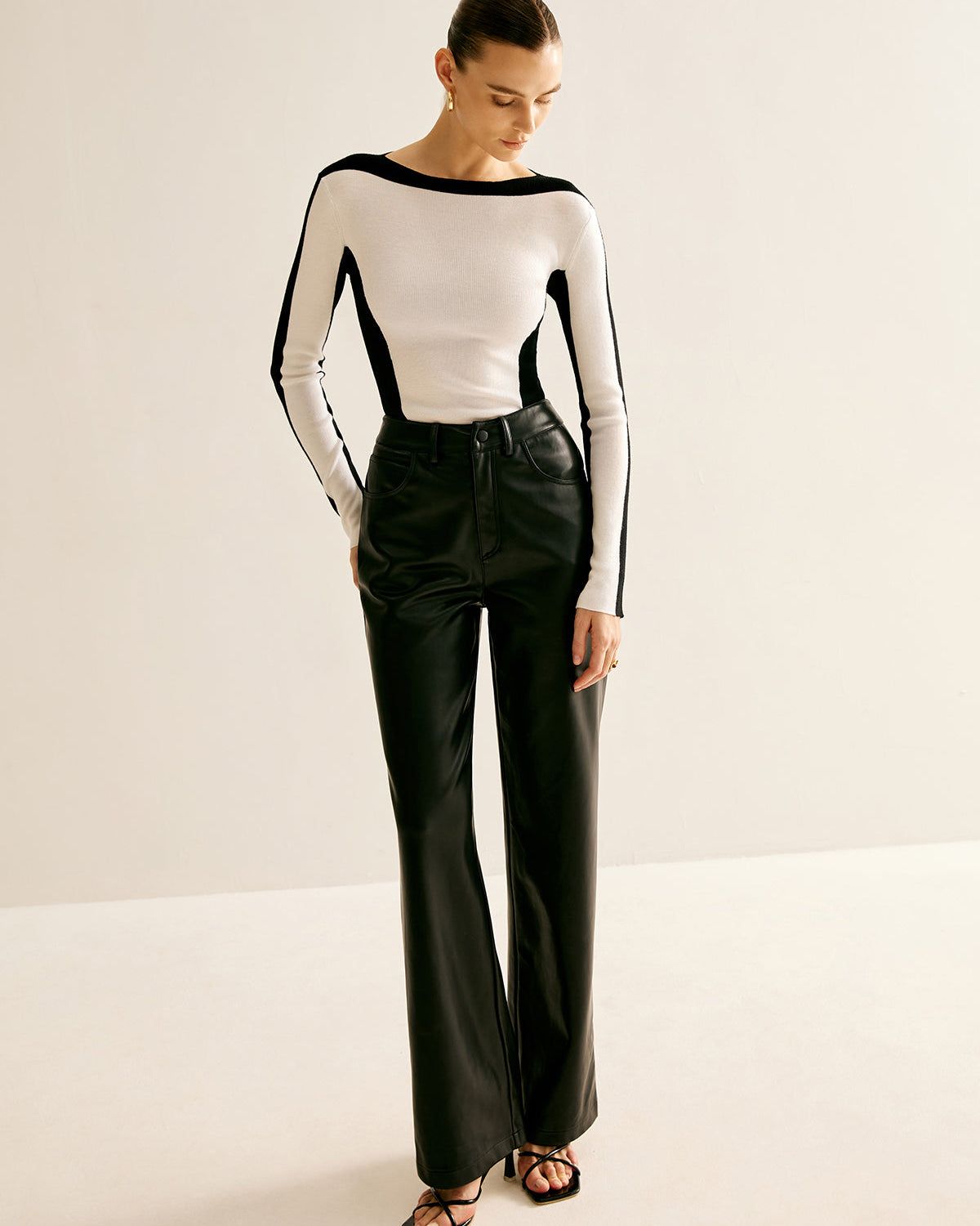 Yün Karışımlı Renk Bloklu İnce Kazak