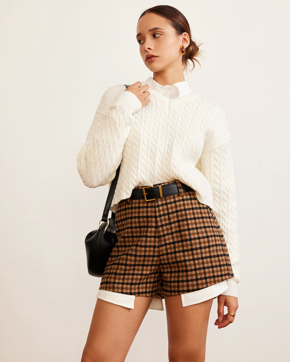 V Yaka Düz Kablo Kazak