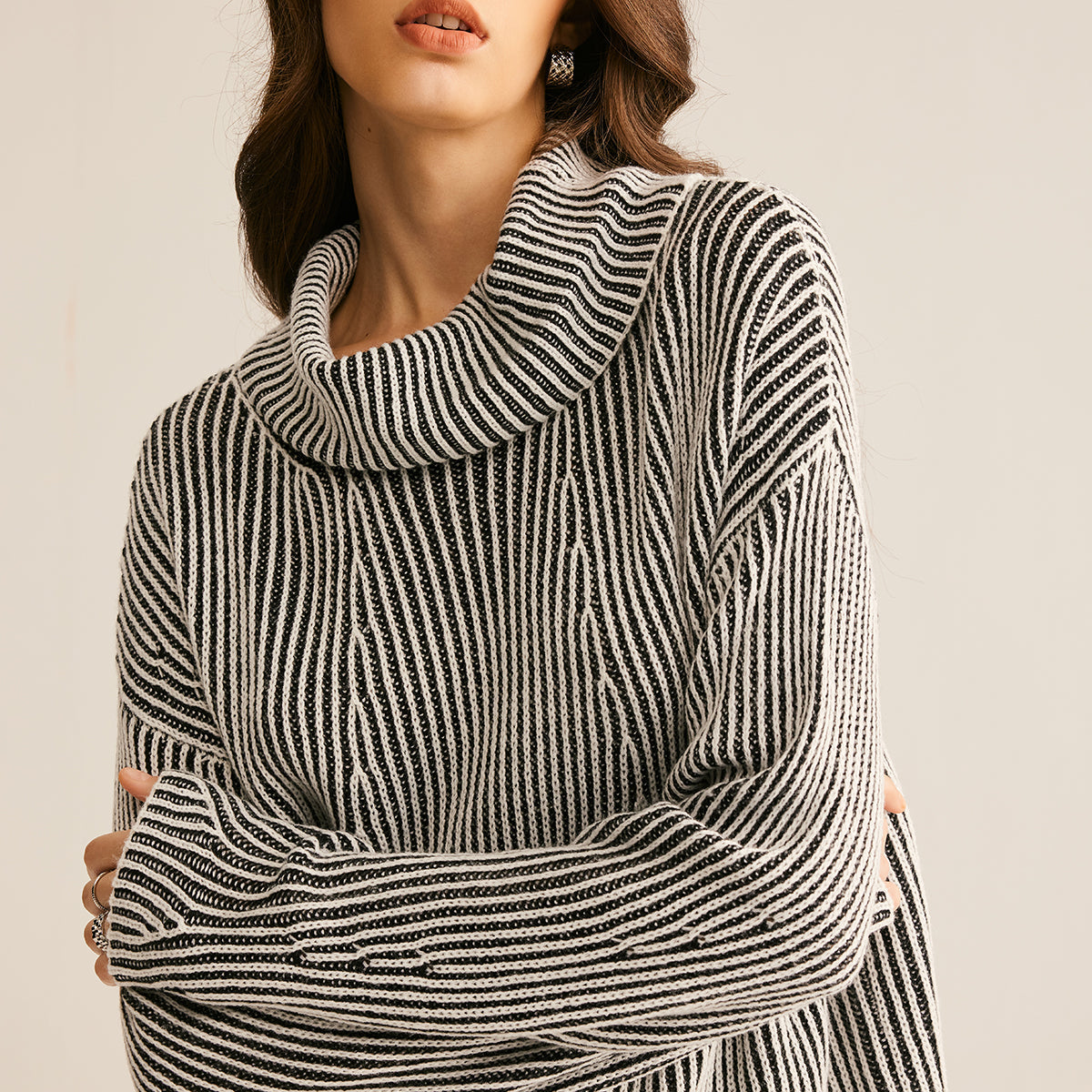 Çizgili Balıkçı Yaka Kazak