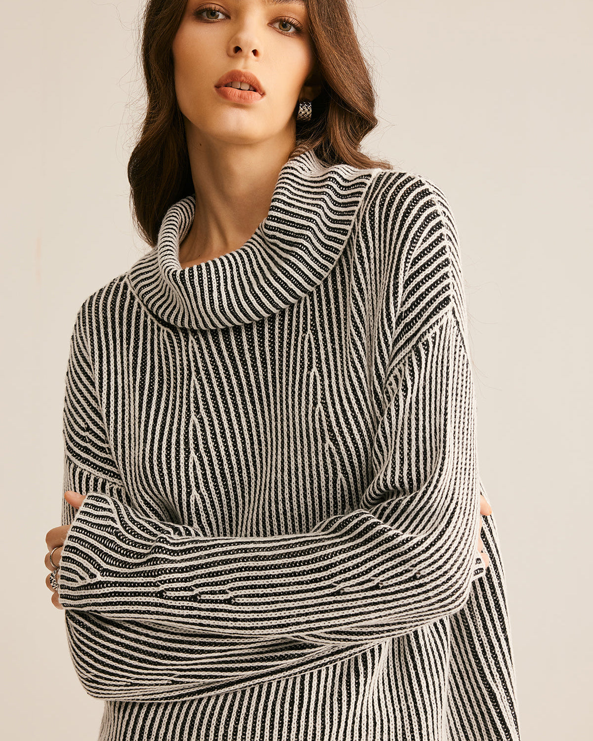 Çizgili Balıkçı Yaka Kazak