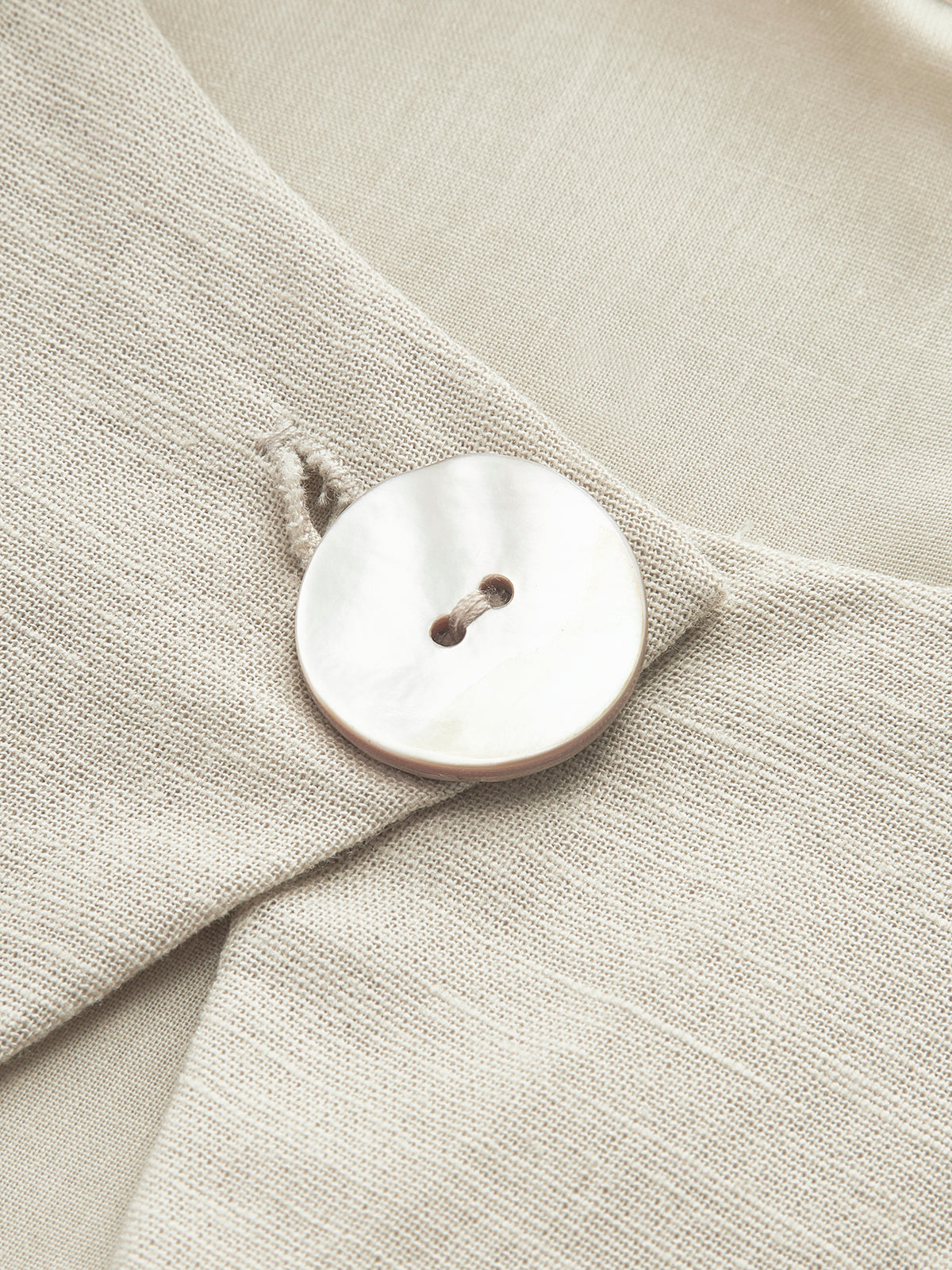 Pamuk Ve Keten Pileli Kesim Uzun Elbise