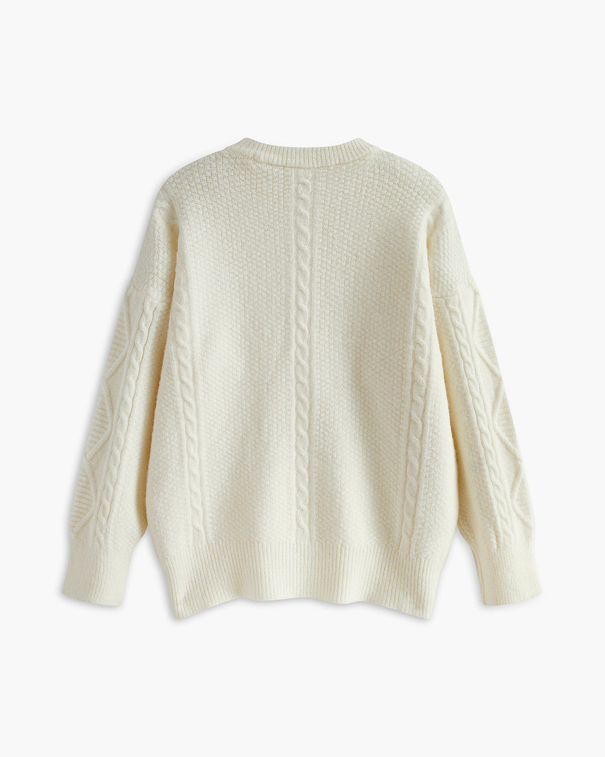 Yuvarlak Yaka Düz Kablo Kazak