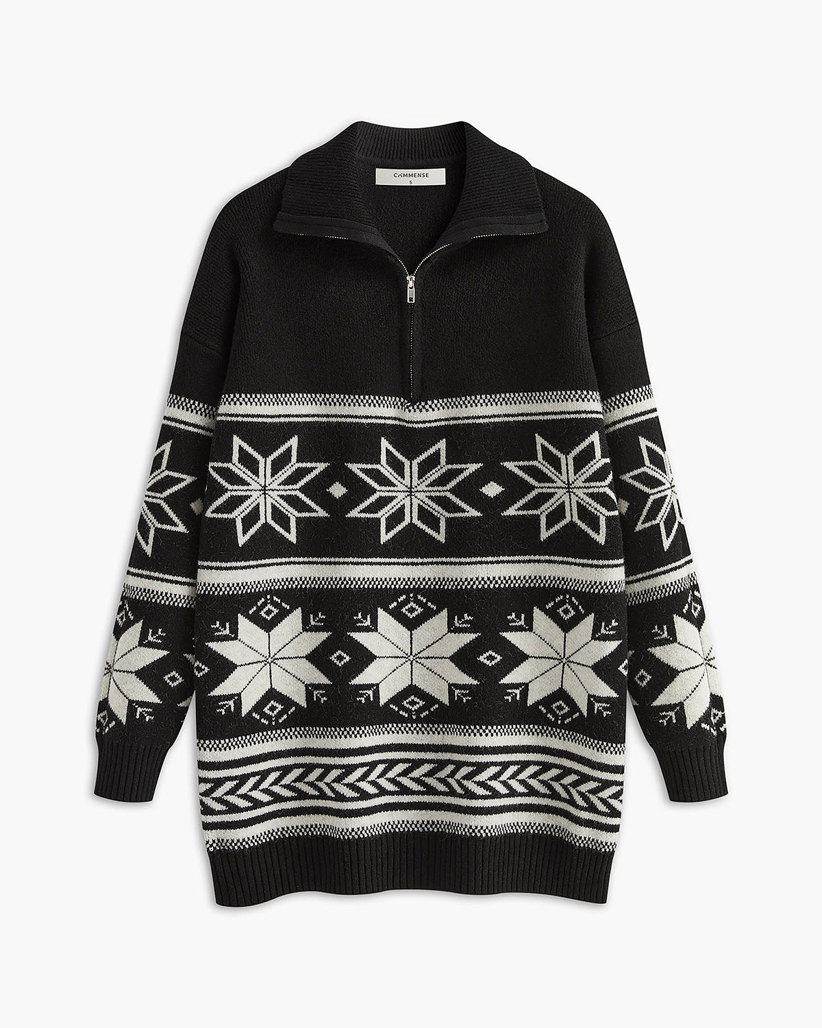 Jakarlı Fermuarlı Yaka Kazak