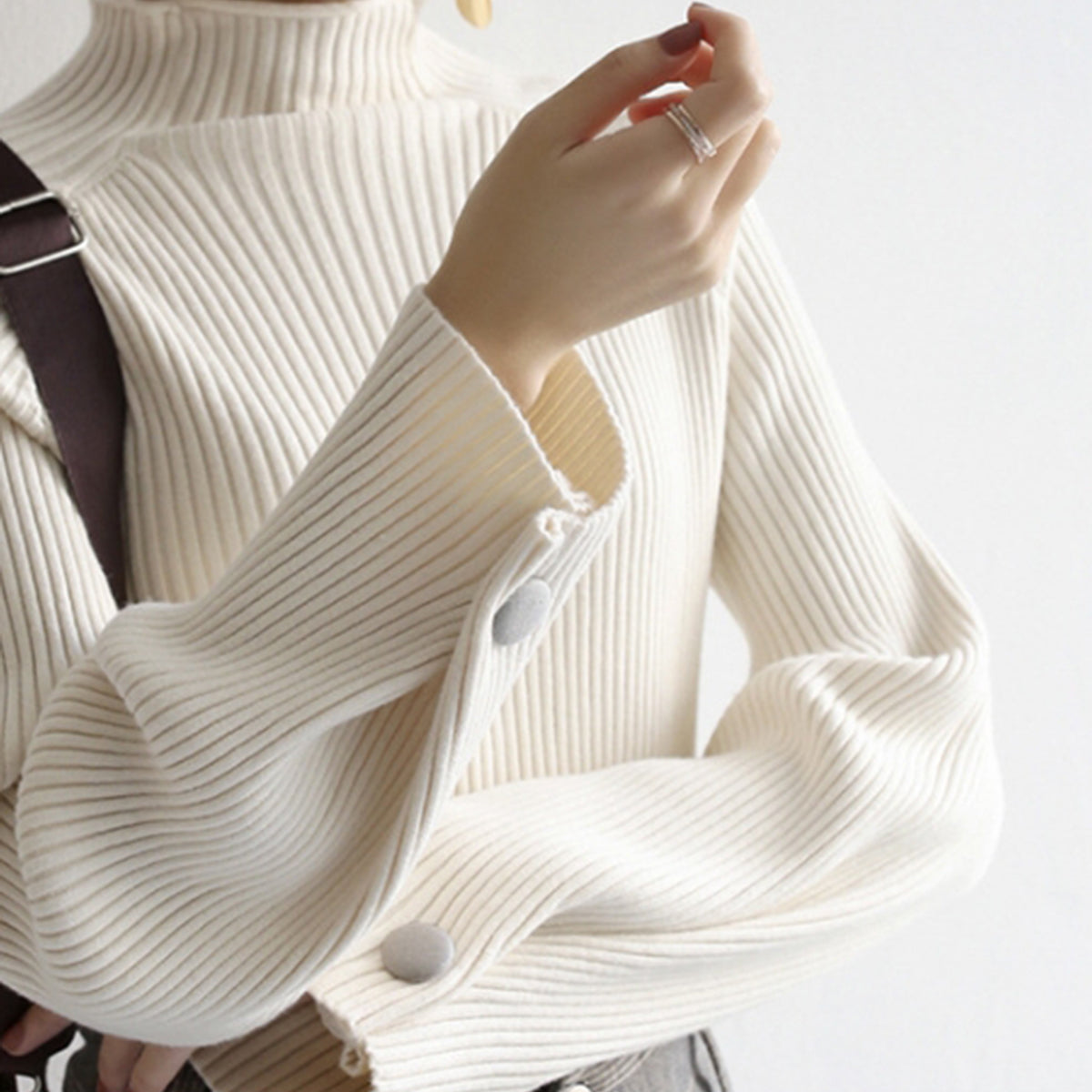 Minimalist Düz Kaburgalı Kazak