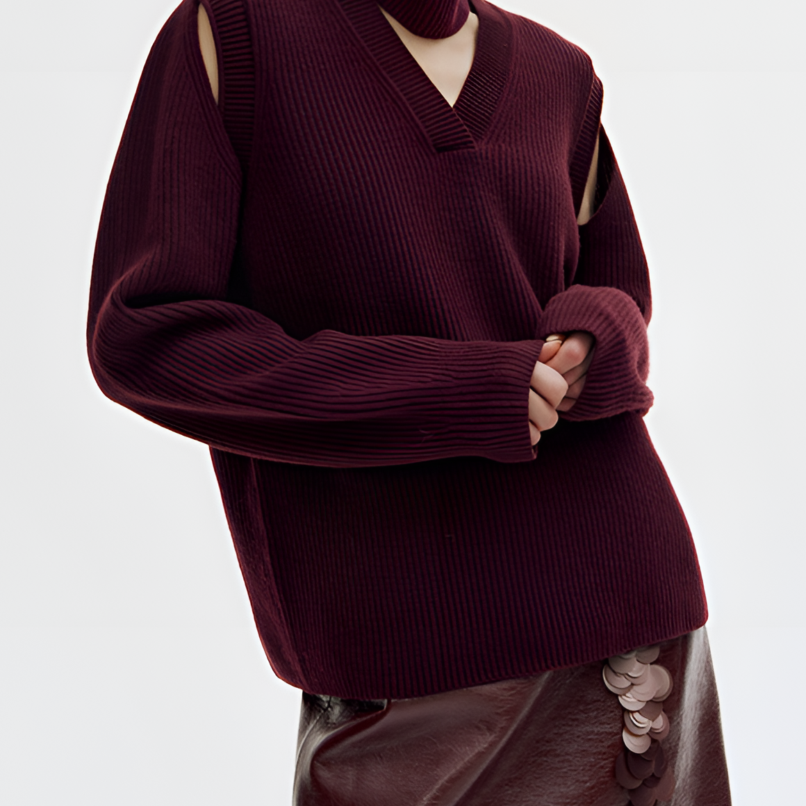 Büyük Boy Yün Karışımlı Yivli Kesim Kazak