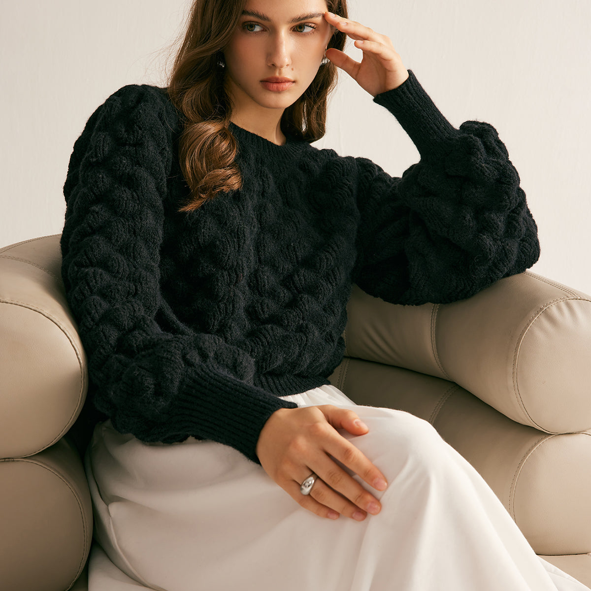 Yuvarlak Yaka Bulut Kazak