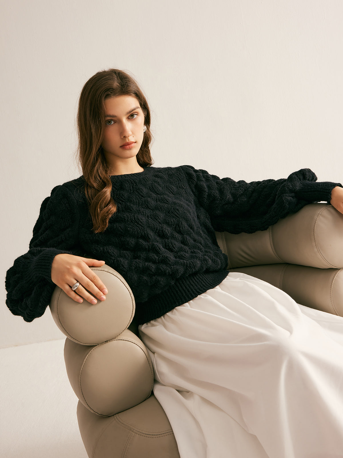 Yuvarlak Yaka Bulut Kazak