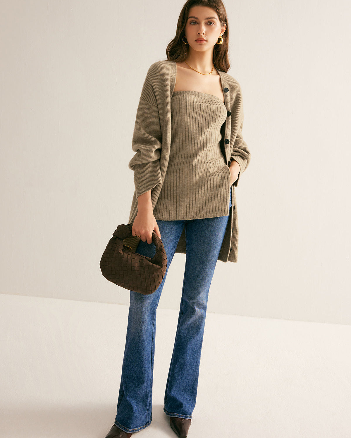 Kaburgalı Askısız Yırtmaçlı Kazak Yelek