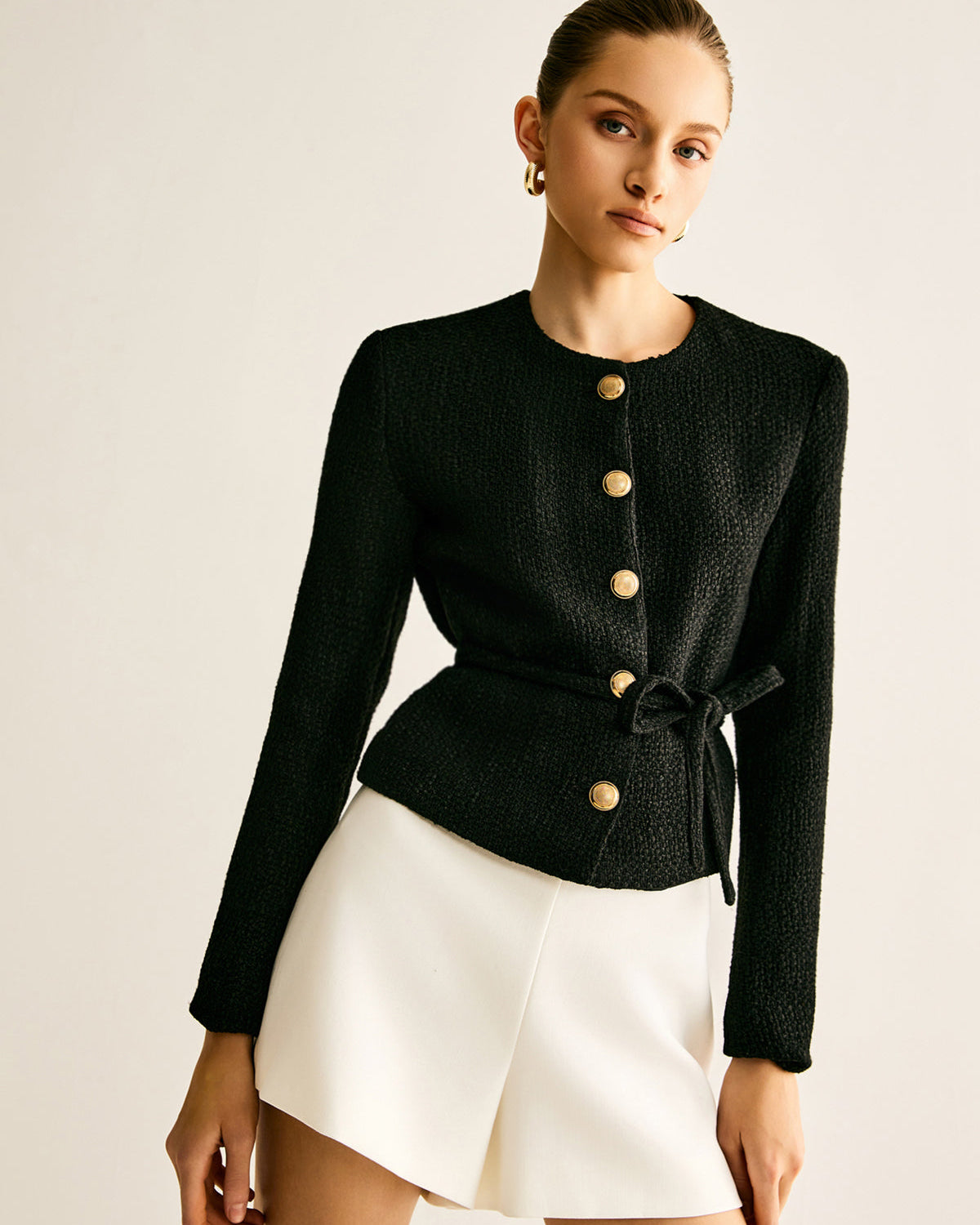 Halat Kemerli Düğmeli Ceket