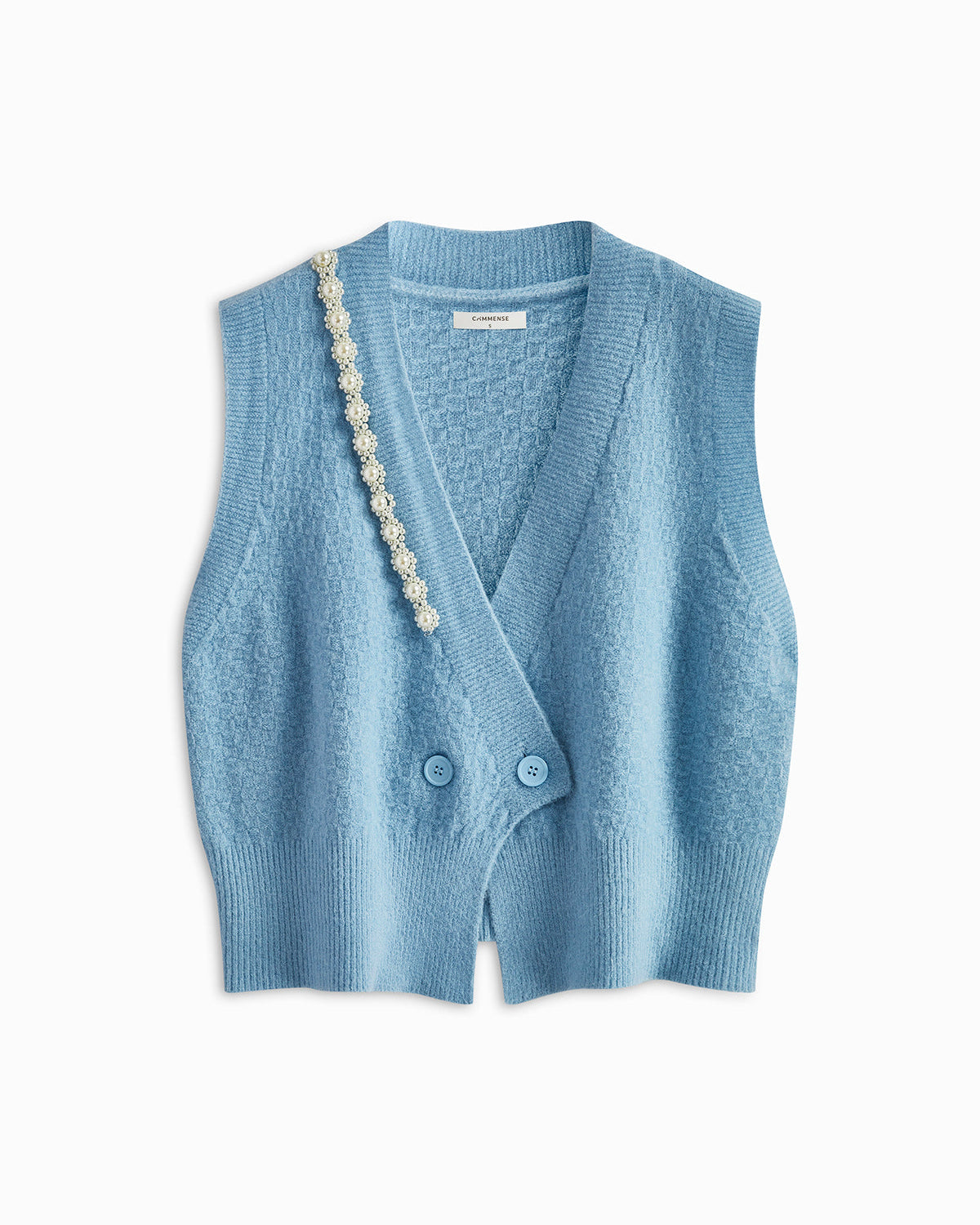 İnci Boncuklu Çapraz Kazak Yelek