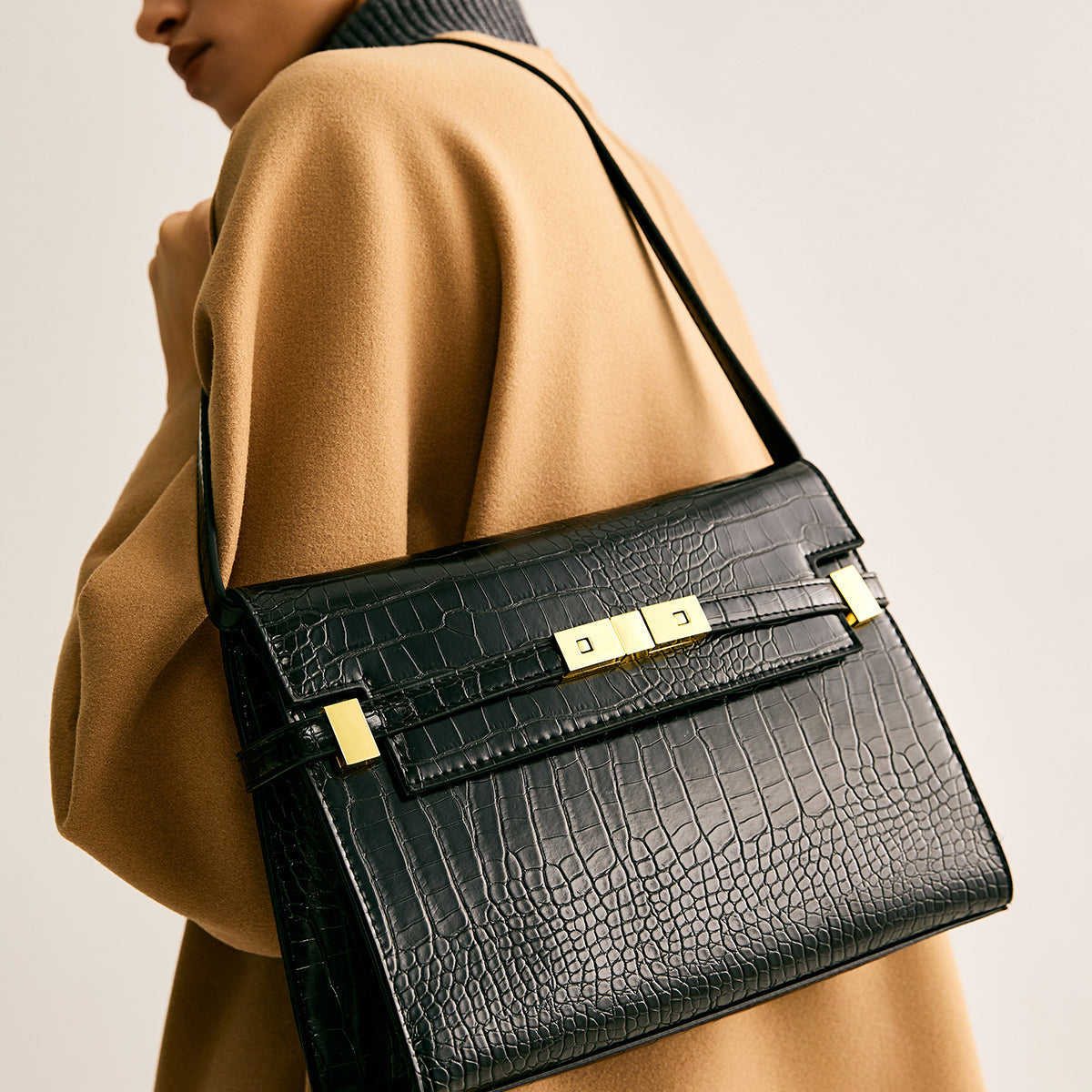 Noir Luxe Krokodil Desenli Çanta